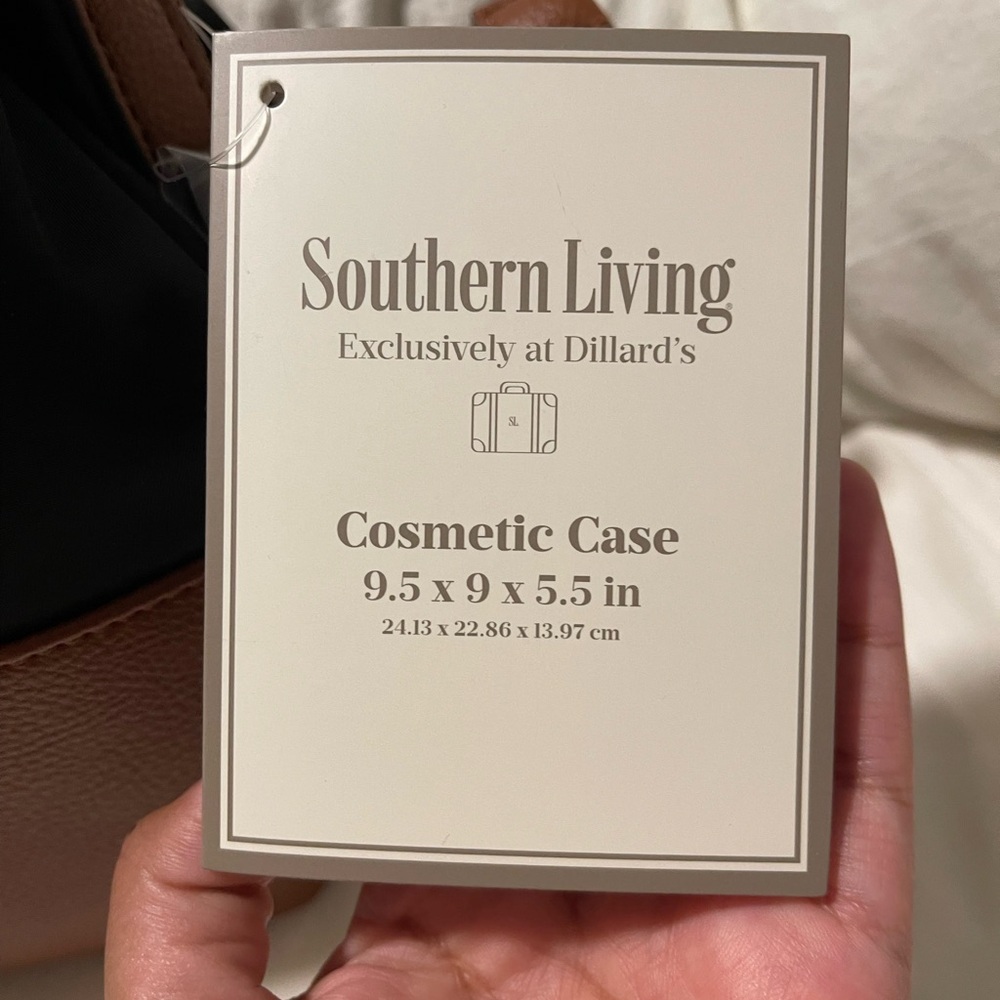 Southern Living Canvas Cosmetic Case in Brown and Tan - Picture 6 of 8